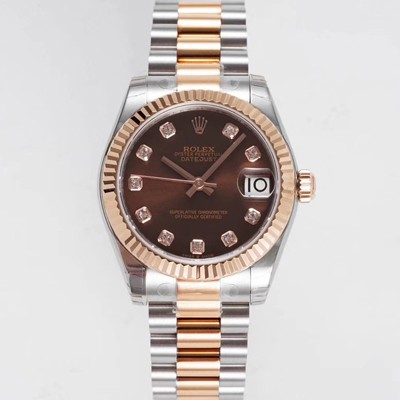 SA급 로렉스 여성용 데이져스트 178271 플루티드 18k 로즈골드 31mm 오이스터 오토매틱 2236타입 브라운 다이얼 rol5442 xx