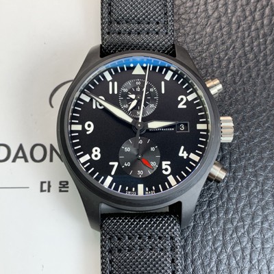 SA급 아이더블유씨 남성용 파일럿 워치 탑건 IW389001 크로노그래프 44미리 오토매틱 7750타입 블랙 다이얼 iwc4118 xx