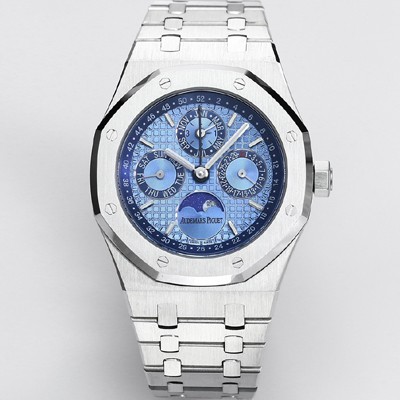 SA급 오데마피게 남성용 로얄오크 26574 퍼페츄얼 캘린더 문페이즈 41mm 아이스블루 다이얼 신형 5134 오토매틱 무브먼트 aud4210 xx