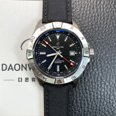 SA급 브라이틀링 남성용 어벤져 지엠티 44mm 나일론줄 오토매틱 2836-2 타입 블랙 다이얼 bre6057 xx