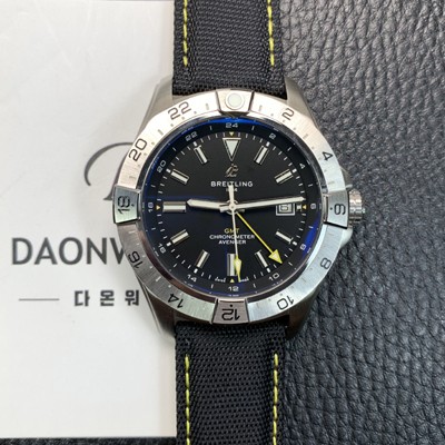 SA급 브라이틀링 남성용 어벤져 지엠티 44mm 나일론줄 오토매틱 2836-2 타입 블랙 다이얼 bre6058 xx