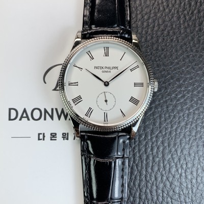 SA급 파텍필립 남성용 칼라트라바 가죽줄 39mm 오토매틱 324 타입 화이트 다이얼 pat2247 xx