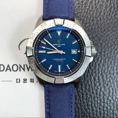 SA급 브라이틀링 남성용 어벤져 44mm 나일론줄 오토매틱 2836-2 타입 블루 다이얼 bre6060 xx