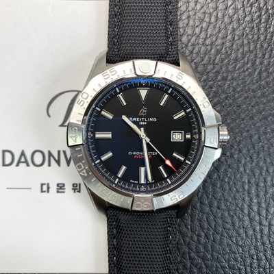 SA급 브라이틀링 남성용 어벤져 44mm 나일론줄 오토매틱 2836-2 타입 블랙 다이얼 bre6061 xx