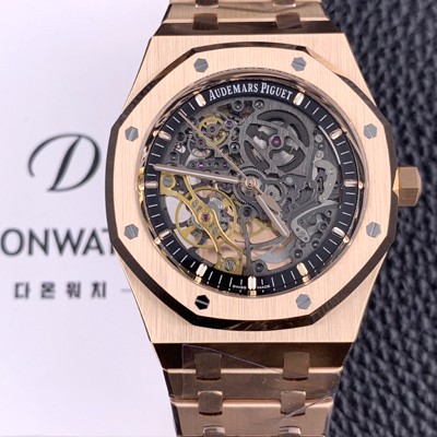 SA급 오데마피게 남성용 하이엔드 로얄오크 15407OR.OO.1220OR.01 더블 밸런스 휠 오픈워크 18k 로즈골드 41mm 오토매틱 Cal.3132무브먼트 스켈레톤 다이얼 aud6586 xx