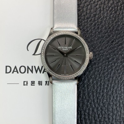 SA급 파텍필립 여성용 칼라트라바 4897G-001 나토천/가죽줄 33mm 오토매틱 Cal.324 타입 그레이 다이얼 pat2254 xx