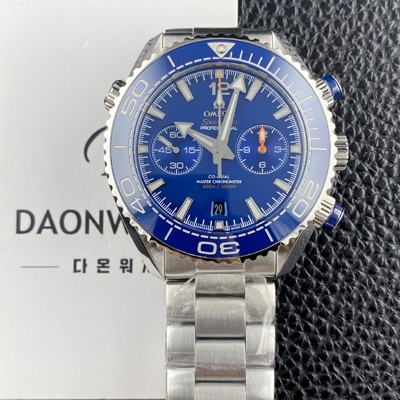SA급 오메가 남성용 씨마스터 신제품 215.30.46.51.03.001 플래닛 오션 600m 코액시얼 마스터 크로노미터 45.5mm 크로노그래프 오토매틱 Cal.9900 타입 블루 다이얼 omg0249 xx