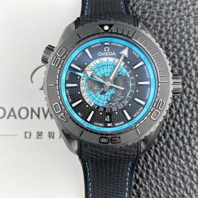 SA급 오메가 남성용 씨마스터 GMT 세라믹 215.92.46.22.01.006 플래닛 오션 600m 코액시얼 월드타이머 45.5mm 마스터 크로노미터 오토매틱 Cal.8938 타입 블랙 다이얼 omg0232 xx