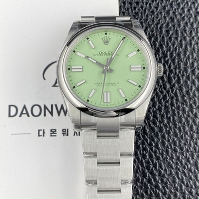 SA급 로렉스 남성용 904스틸 오이스터 퍼페추얼 m134300 오토매틱 칼리버 3230타입 41mm 메탈시계 피스타치오 다이얼 rol5622 xx