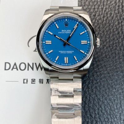 SA급 로렉스 남성용 오이스터 퍼페추얼 m126000 오토매틱 칼리버 3230타입 36미리 메탈시계 미디엄 블루 다이얼 rol5617 xx