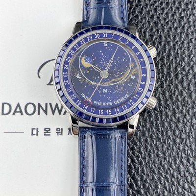 SA급 파텍필립 남성용 그랜드 컴플리케이션 6104P 문페이즈 43mm 오토매틱 Cal.240 타입 블루 다이얼 pat2274 xx