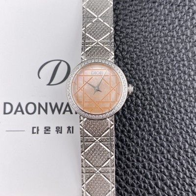 SA급 
디올 여성용 라디드 사틴 25mm 다이아몬드 쿼츠 무브먼트 핑크 자게 다이얼 dio1009 xx