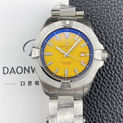 SA급 브라이틀링 남성용 어벤져 44mm 메탈줄 오토매틱 2836-2 타입 옐로우 다이얼 bre6069 xx