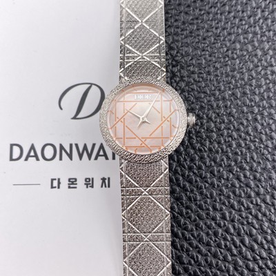 SA급 
디올 여성용 라디드 사틴 25mm 쿼츠 무브먼트 핑크 자게 다이얼 dio1012 xx