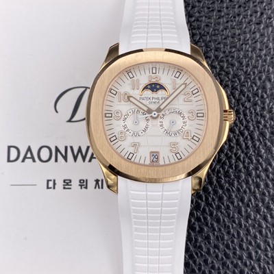 SA급 파텝필립 남성용 아쿠아넛 5261R 루스 연간 캘린더 문페이즈 39.9mm 18K 로즈골드 오토매틱 Cal.324 S C 타입 화이트 다이얼 pat2272 xx