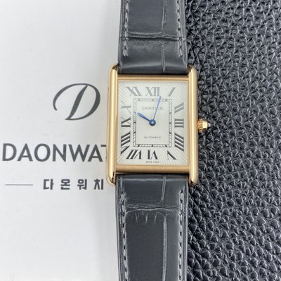 SA급 까르띠에 남성용 2025신상! 탱크 루이스 18K 로즈골드 38.1mm 악어가죽 오토매틱 무브먼트 화이트 다이얼 car69379 xx