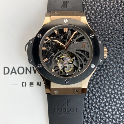 SA급 휴블렛 남성용 빅뱅 18K 로즈골드 투어빌론 탑재 무브먼트 스켈레톤 다이얼 hub2156 xx