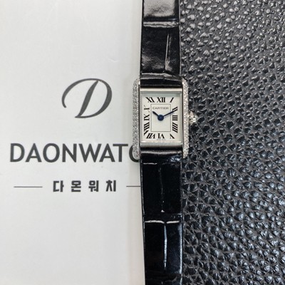 SA급 까르띠에 여성용 탱크 루이스 미니 WGTA0212 다이아몬드 24mm 가죽줄 쿼츠 무브먼트 화이트 다이얼 car69373 xx