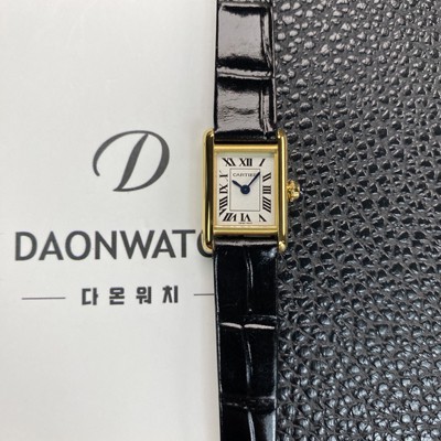 SA급 까르띠에 여성용 탱크 루이스 미니 WGTA0212 18K 옐우골드 24mm 가죽줄 쿼츠 무브먼트 화이트 다이얼 car69374 xx