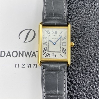 SA급 까르띠에 남성용 2025신상! 탱크 루이스 WGTA0357 18K 옐우골드 38.1mm 악어가죽 오토매틱 무브먼트 화이트 다이얼 car69384 xx