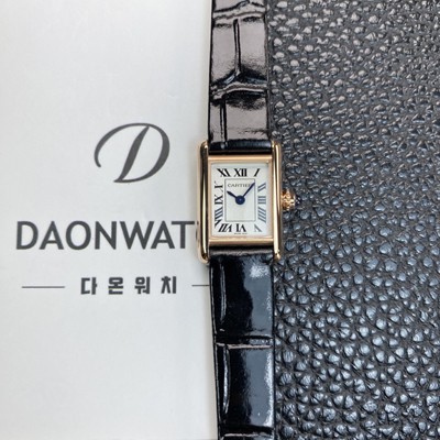 SA급 까르띠에 여성용 탱크 루이스 미니 WGTA0212 18K 로즈골드 24mm 가죽줄 쿼츠 무브먼트 화이트 다이얼 car69375 xx