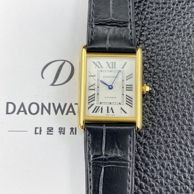 SA급 까르띠에 남성용 2025신상! 탱크 루이스 18K 옐우골드 38.1mm 악어가죽 오토매틱 무브먼트 화이트 다이얼 car69385 xx