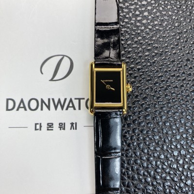 SA급 까르띠에 여성용 탱크 루이스 미니 WGTA0212 18K 옐우골드 24mm 가죽줄 쿼츠 무브먼트 블랙 다이얼 car69376 xx