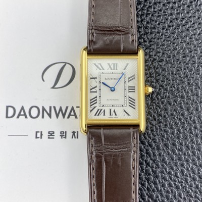SA급 까르띠에 남성용 2025신상! 탱크 루이스 18K 옐우골드 38.1mm 악어가죽 오토매틱 무브먼트 화이트 다이얼 car69386 xx