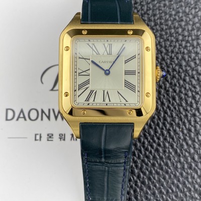 SA급 까르띠에 남성용 산토스 뒤몽 santos1612 엑스라지 18K 옐우골드 46.6mm 쿼츠 무브먼트 실버 다이얼 car69377 xx