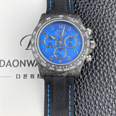 SA급 로렉스남성용 데이토나 DIW 포지드카본 커스텀 40미리 크로노그래프 오토매틱 Cal.4130 무브먼트 블루 다이얼 rol5649 xx
