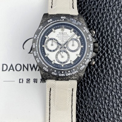 SA급 로렉스남성용 데이토나 DIW 포지드카본 커스텀 40미리 크로노그래프 오토매틱 Cal.4130 무브먼트 화이트 다이얼 rol5652 xx