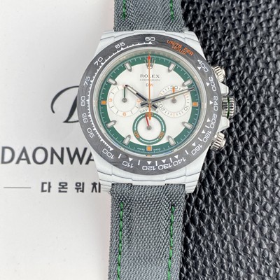 SA급 로렉스남성용 데이토나 DIW 포지드카본 커스텀 40미리 크로노그래프 오토매틱 Cal.4130 무브먼트 그린 화이트 다이얼 rol5654 xx