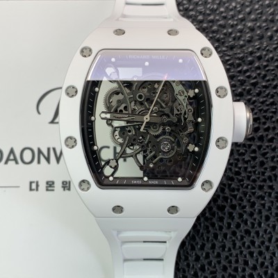 SA급 리차드밀레 남성용 RM055 부바왓슨 세라믹 50mm 기계식 수동형 무브먼트 스켈레톤 다이얼 ric0324 xx