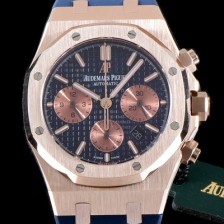 SA급 오데마피게 남성용 로얄오크 26331OR.OO.D315CR.01 크로노그래프 18K 로즈골드 네이비 와플 다이얼 신형 ETA 7750B-2 오토매틱 무브먼트 AUD0100 xx