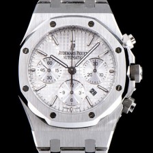 SA급 오데마피게 남성용 NEW 로얄오크 26320ST.OO.1220ST.02 41mm 사이즈 드레스 워치!! 크로노그래프 화이트 와플 다이얼 브레이슬릿 신형 ETA 7750B-2 오토매틱 무브먼트 AUD0141 xx