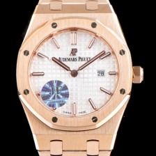 SA급 오데마피게 남성용 로얄오크 67650OR.OO.1261OR.01 18K 로즈골드 화이트 와플 다이얼 브레이슬릿 쿼츠 무브먼트 AUD0250 xx