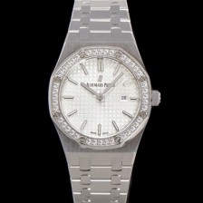 SA급 오데마피게 여성용 로얄오크 67651ST.ZZ.1261ST.01 브레이슬릿 33mm 쿼츠 무브먼트 화이트 와플 다이얼 AUD0252 xx