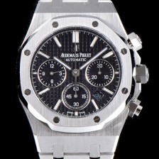 SA급 오데마피게 남성용 NEW 로얄오크 26320ST.OO.1220ST.01 41mm 사이즈 드레스 워치!! 크로노그래프 블랙 와플 다이얼 브레이슬릿 신형 ETA 7750B-2 오토매틱 무브먼트 AUD0141 xx