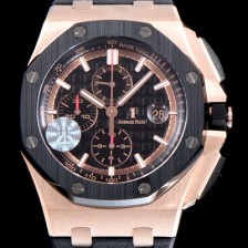 SA급 오데마피게 남성용 NEW MOVT UP!! 로얄오크 오프쇼어 26401RO.OO.A002CA.02 18K 로즈골드 블랙 세라믹 베젤 크로노그래프 블랙 와플 다이얼 오토매틱 무브먼트 AUD0200 xx