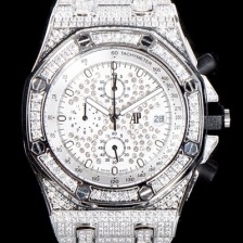 SA급 오데마피게 남성용 최고급 소재!!로얄오크 오프쇼어 26473BC.ZZ.8043BC.01 최상급쥬얼 화이트 골드 풀다이아몬드 세팅 크로노그래프 브레이슬릿 일본 수입산 VK쿼츠 무브먼트 AUD0100 xx