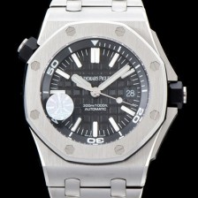 SA급 오데마피게 남성용 최고급형！로얄오크 오프쇼어 다이버 15703ST 블랙 와플다이얼 브레이슬릿 오토매틱 무브먼트 AUD0200 xx