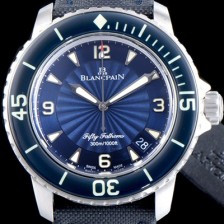 SA급 블랑팡 남성용 베스트셀러 피프티 패덤스 5015D-1140-52B 칼리버 워치 물결무늬 블루 다이얼 스위스 ETA 2836-2오토매틱 무브먼트 BLA4205 xx