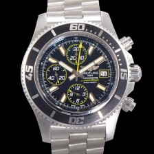 SA급 브라이틀링 남성용 에어로마린 슈퍼오션 어비스 크로노그래프 오토매틱 Eta7750-2 타입 44mm 메탈시계 블랙다이얼 bre4985 xx