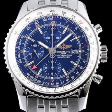 SA급 브라이틀링 남성용 네비타이머 월드 43mm 크로노그래프 네이비 다이얼 오토매틱 무브먼트 BRE0210 xx