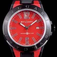 SA급 불가리 남성용 신상품 업데이트!! 디아고노 102306 DG41C11SMCVD 마그네슘 PVD 레드 다이얼 쿼츠 무브먼트 BVL4252 xx