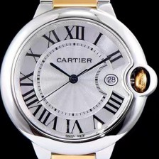 SA급 까르띠에 남성용 발롱블루 드 까르띠에 W69009Z3 42사이즈 18k 옐로골드 화이트 다이얼 쿼츠 무브먼트 CAR0021 xx