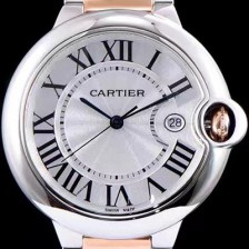 SA급 까르띠에 남성용 발롱블루 드 까르띠에 W6920095 42사이즈 18k 로즈골드 화이트 다이얼 쿼츠 무브먼트 CAR0022 xx
