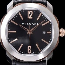 SA급 불가리 남성용 옥토 워치 18k 로즈 골드 화이트 골드 투톤 콤비 블랙 다이얼 오토매틱 무브먼트 BVL4205 xx