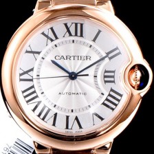 SA급 까르띠에 남성용 남녀 베스트모델!!발롱블루 드 까르띠에 W69004Z2 18K 로즈골드 화이트 실버 썬더스트 다이얼 브레이슬릿 오토매틱 무브먼트 CAR0030 xx
