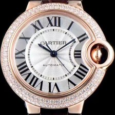 SA급 까르띠에 남성용 신형 UP!! 발롱블루 드 까르띠에 WE902055 18K로즈골드 최상급 다이아몬드 세팅 베젤 화이트 실버 썬더스트 다이얼 오토매틱 무브먼트 CAR0033 xx